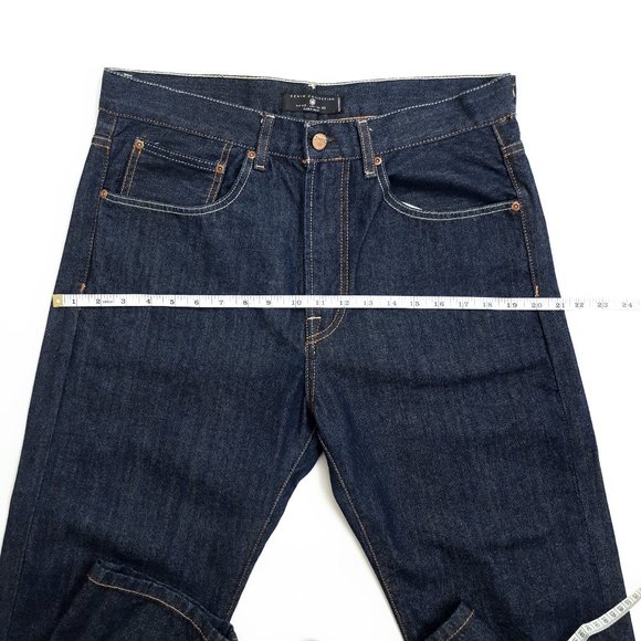 ZARA MAN DENIM COLLECTION High Waisted Straight Leg Jeans in Dark Wash - Picture 9 of 16
